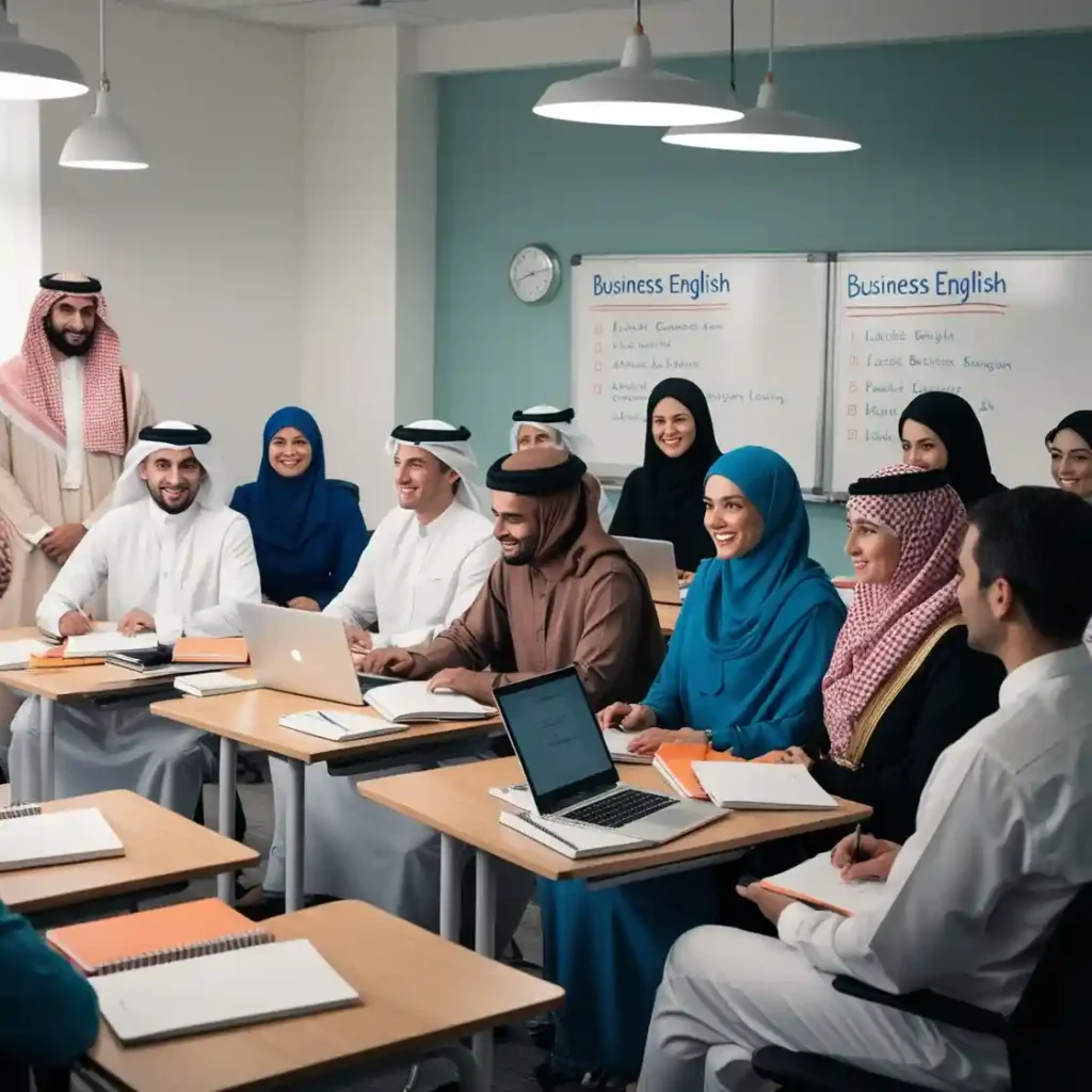 Students participating in professional language development at an English training institute in Riyadh with modern facilities and expert faculty